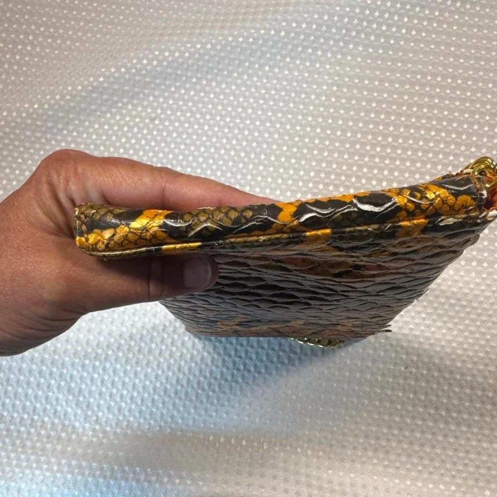 Jessica McClintock Clutch Bag Womens OS Orange Good Snakeskin Chain Strap